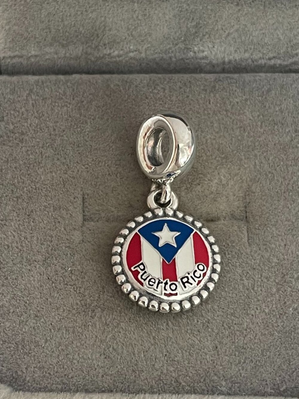 Pandora Puerto Rico Flag Charm S925 Sterling Silver Jewelry with a gift box